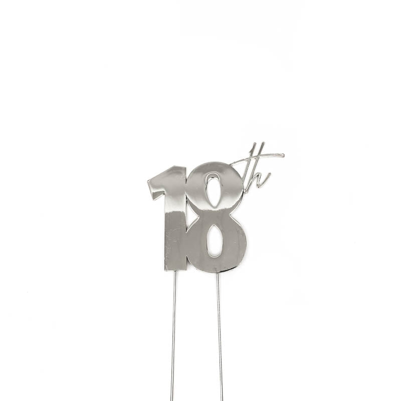 Cake Toppers - 18th - Silver Plated Metal