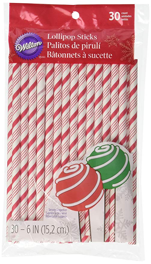 Lollipop Sticks - Candy Cane Stripes - 30pk Wilton
