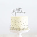 Cake Topper - Happy Birthday (V2) - Silver Plated