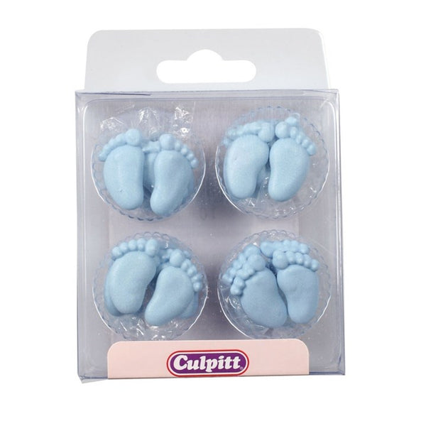 Sugar Decorations - Blue Baby Feet 12pk