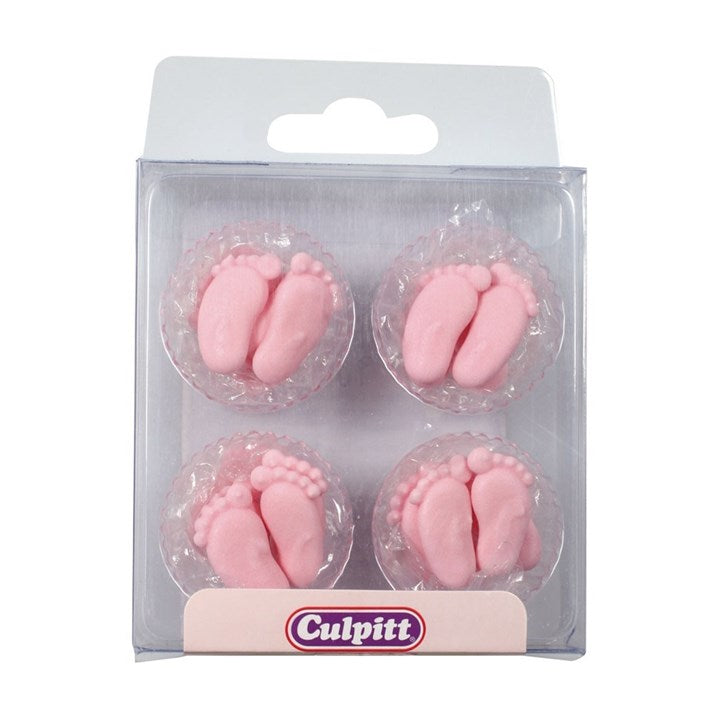 Sugar Decorations - Pink Baby Feet 12pk