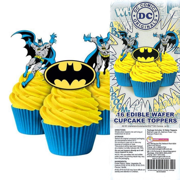 Cupcake Wafer Toppers - Batman 16 pcs