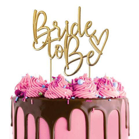 Cake Topper - Bride to Be - Gold Metal