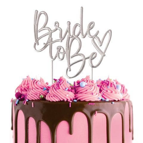 Cake Topper - Bride to Be - Silver Metal