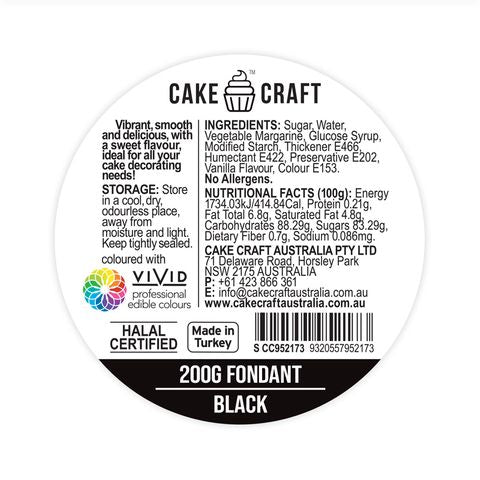 Cake Craft RTR Fondant 200g - Black