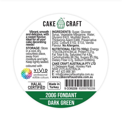 Cake Craft RTR Fondant 200g - Dark Green