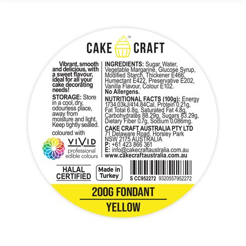 Cake Craft RTR Fondant 200g - Yellow