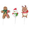 Cake Topper - Snowman, Reindeer or Gingerbread Boy (asstd designs) Christmas Pick