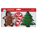 Christmas Cookie Cutter 3pc Set - Tree, Candy Cane, Gingerbread Man - R&M