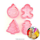 Cutters - Christmas Plunger Cutters 4pc Set - Snowman, Tree, Gingerbread Man, Bauble