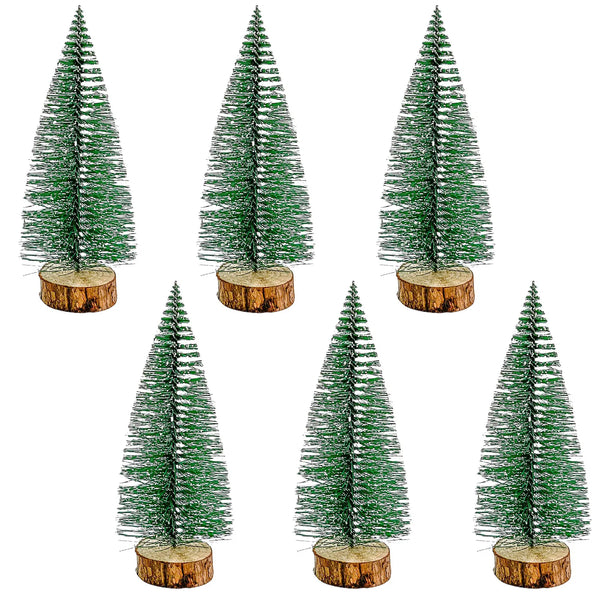 Cake Topper - Snow Tipped Christmas Tree on Wood - Green