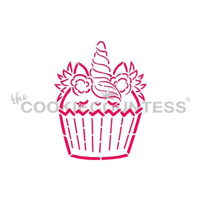 Stencil - PYO Cookie Stencil - Unicorn Cupcake