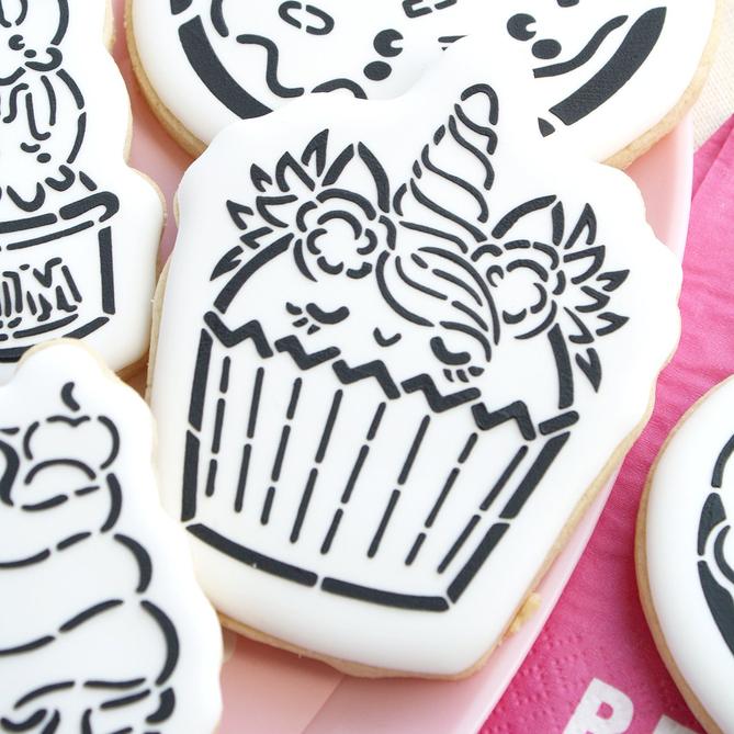Stencil - PYO Cookie Stencil - Unicorn Cupcake