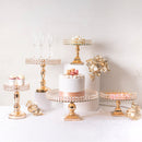 Cake Stand - 12 inch Gold & Crystal Cake Pedestal (Round Top / Square Base)
