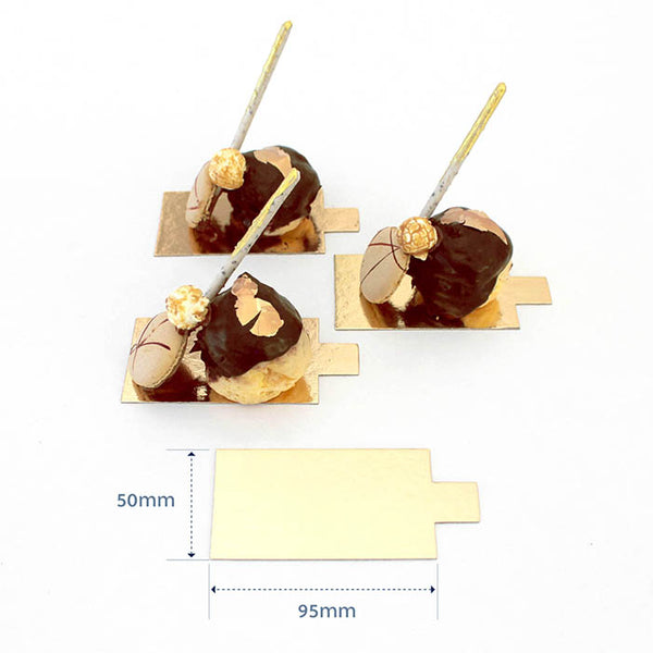 Cake Boards - Rectangle Gold Tab Dessert Board 9.5 x 5.5cm