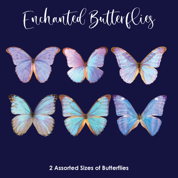 Cupcake Topper - Enchanted Butterflies 22pk - Edible Wafer Paper