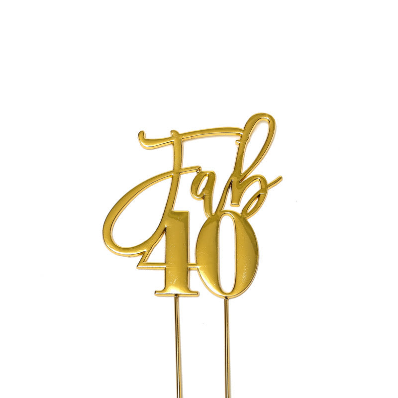 Cake Topper - Fab 40 - Gold Plated Cake Topper