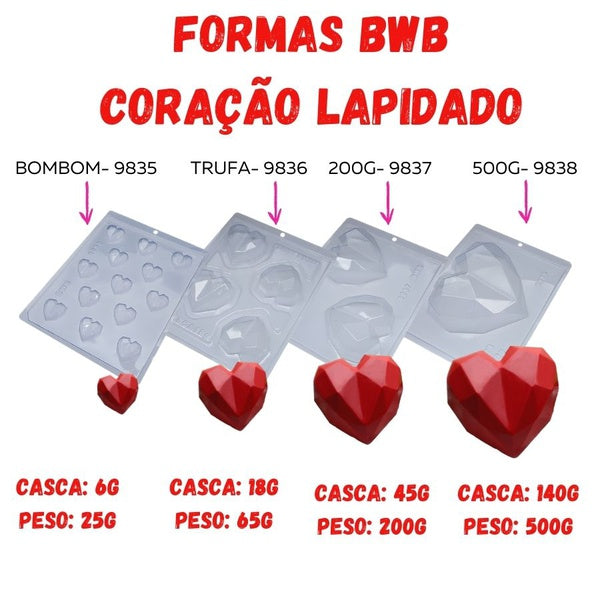 BWB 3 piece chocolate mold: GEOMETRIC HEART MEDIUM 200gr – Cakes