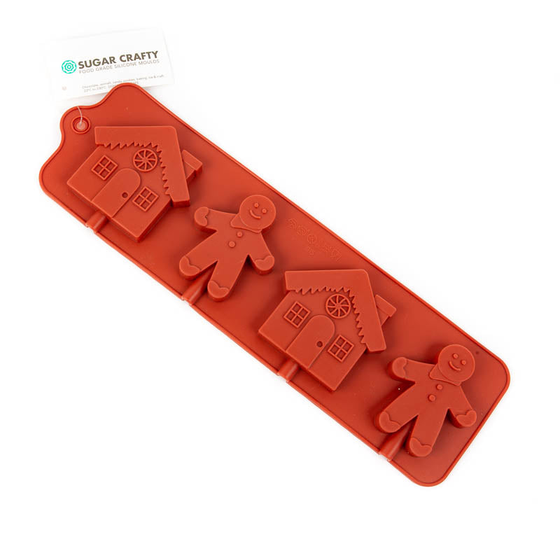 Silicone Chocolate Mould - Gingerbread Man & House Lollipop