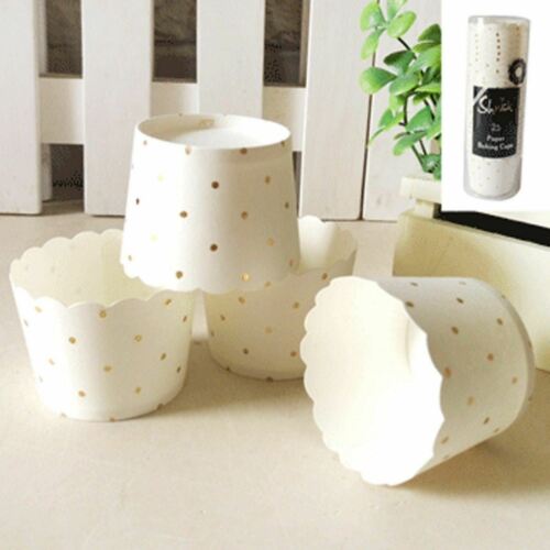 Cupcake Cups - Gold Dotty Self Standing Baking Cups 25pk