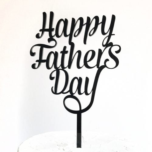 Cake Topper - Black Happy Father's Day (fancy script)