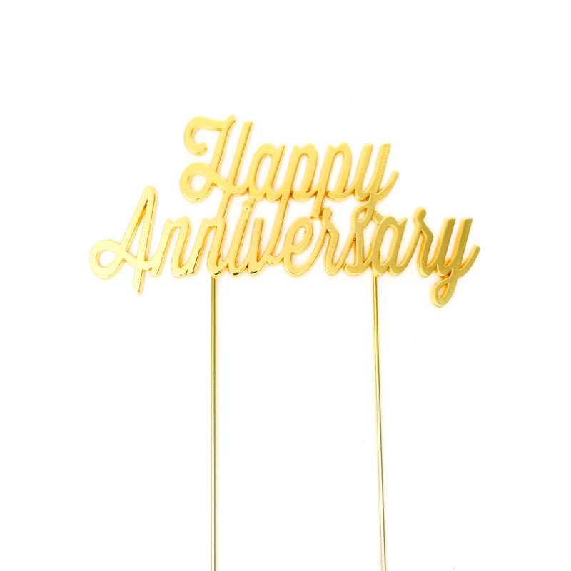 Cake Topper - Happy Anniversary (Formal) - Gold Plated