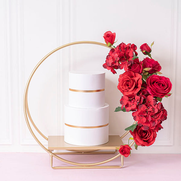 Cake Stand - Circular Hoop Frame Gold Metal Cake Stand (50cm x 24cm x 50cm H)