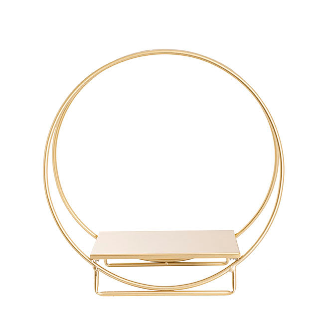 Cake Stand - Circular Hoop Frame Gold Metal Cake Stand (50cm x 24cm x 50cm H)