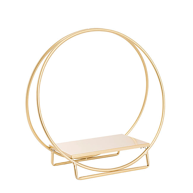 Cake Stand - Circular Hoop Frame Gold Metal Cake Stand (50cm x 24cm x 50cm H)