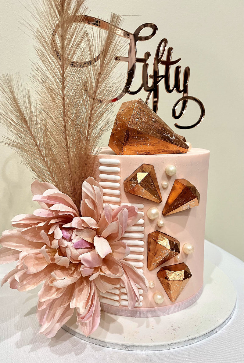 Cake Topper - Fantastic Fifty - Rose Gold Acrylic Cake Topper