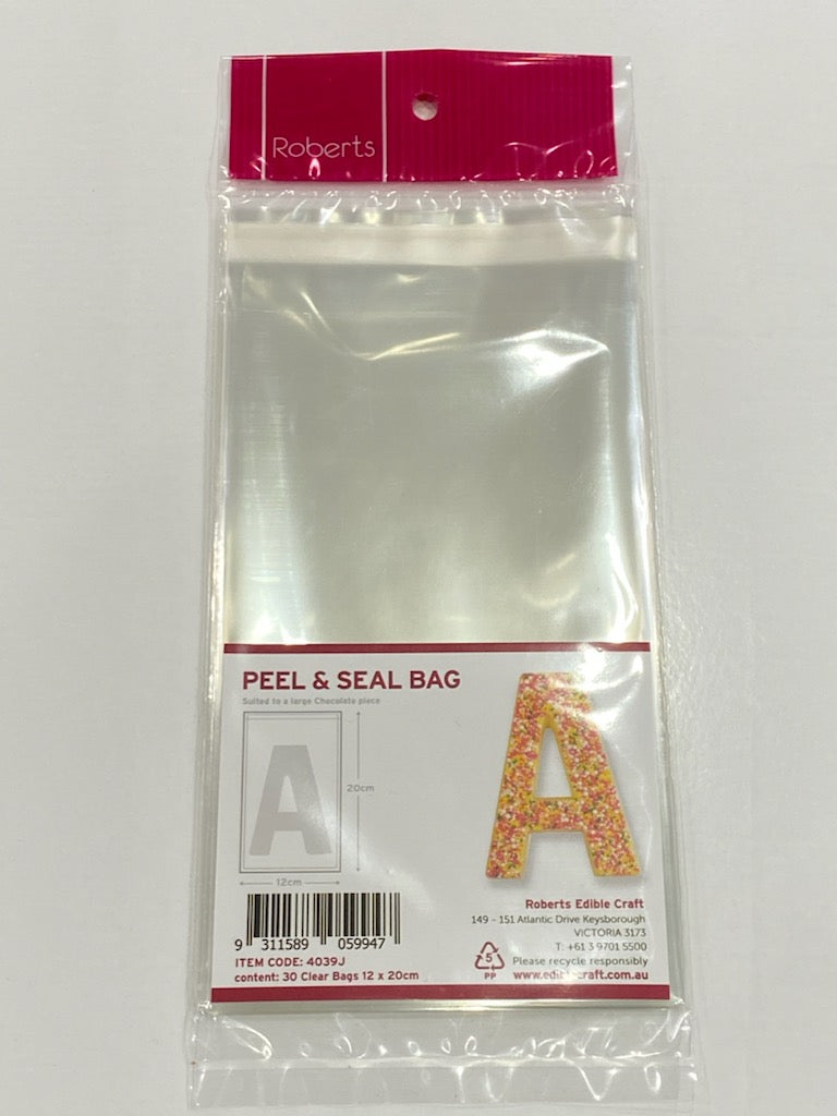 Gift Bags - Clear Peel & Seal Cookie Bags 12 x 20cm - 12pk