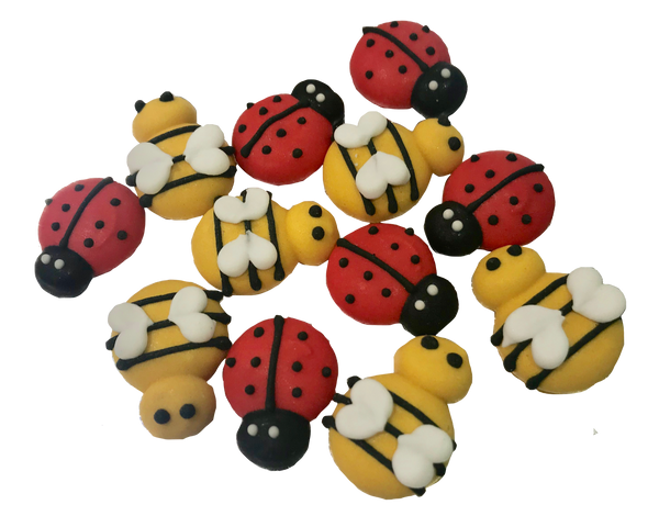 Mini Bees & Lady Bugs Sugar Decorations 12pk