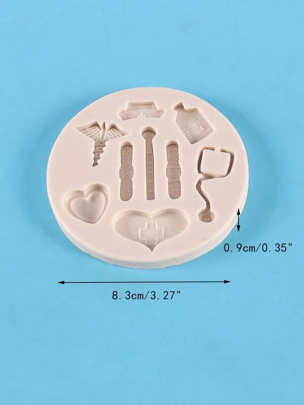 Silicone Mould - Medical Icons (Stethoscope, Bandaids, Hat, Heart, Medicine)