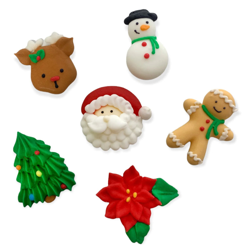 Sugar Decorations - Medium Christmas Assortment 18pc (by Sweet Elite)