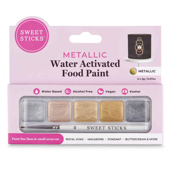 Metallic Mini Paint Palette - Edible Art Metallic Water Activated Food Paint Mini Palette - By Sweet Sticks
