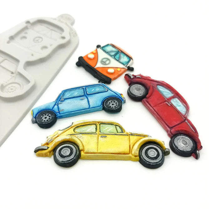Silicone Mould - Mini Motors (Iconic Cars - Kombi, Beetle, Mini Minor)