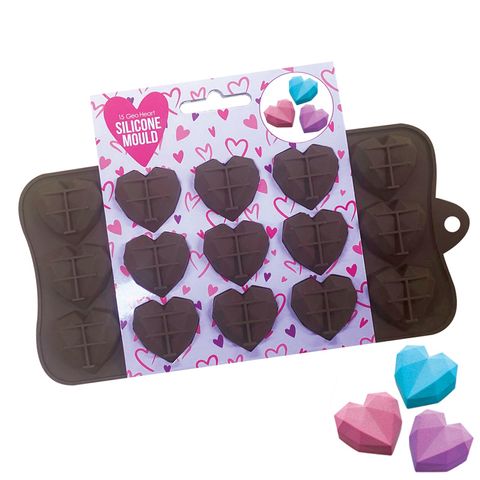 Silicone Chocolate Baking Mould - Mini Geo Hearts