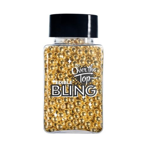 Sprinkles: Gold Sugar Pearls (Cachous) 4mm 75g - Over The Top Bling