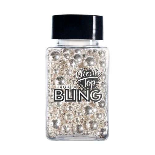Sprinkles: Silver Medley Sugar Pearls (Cachous) 2,4,6,8 mm 75g - Over The Top Bling