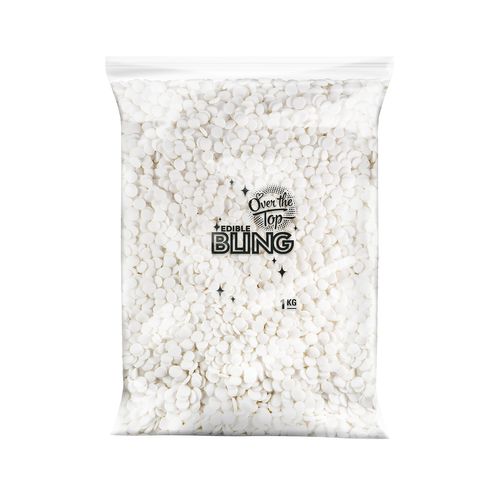 Sprinkles: White Confetti - BULK 1kg - Over The Top Bling