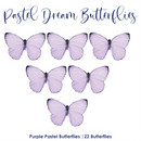 Cupcake Topper - Purple Pastel Dream Butterflies 22pk - Edible Wafer Paper