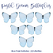 Cupcake Topper - Blue Pastel Dream Butterflies 22pk - Edible Wafer Paper