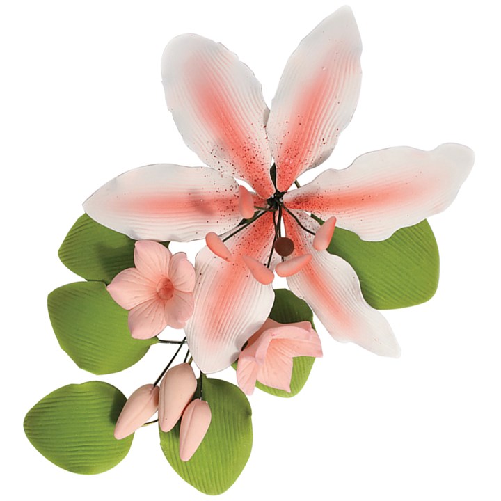 Sugar Flowers - Rubrum Lily Spray - Pink 127mm