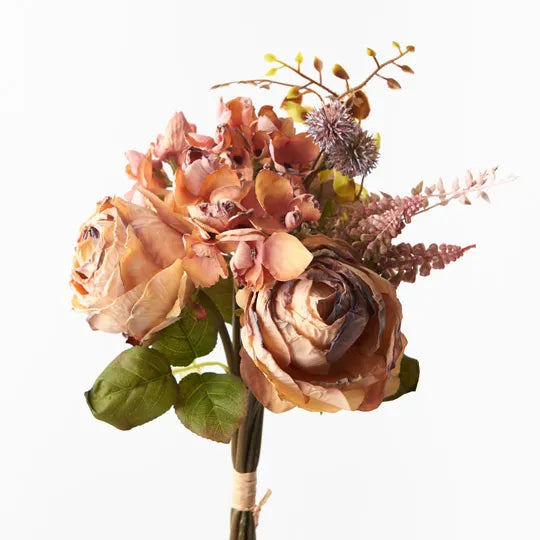Floristry - Rose Hydrangea Mixed Bouquet in Dusty Pink / Peach - Artificial Flowers