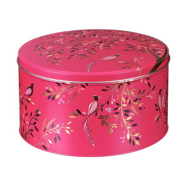 Cake Storage Tin - Chelsea (Pink Bird of Paradise) 22cm (Medium) Round - by Sara Miller London
