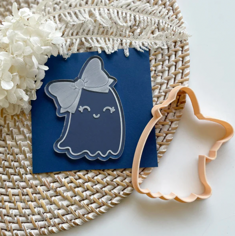 Cutter & Debosser Set - Cute Ghost with Bow - by Little Biskut