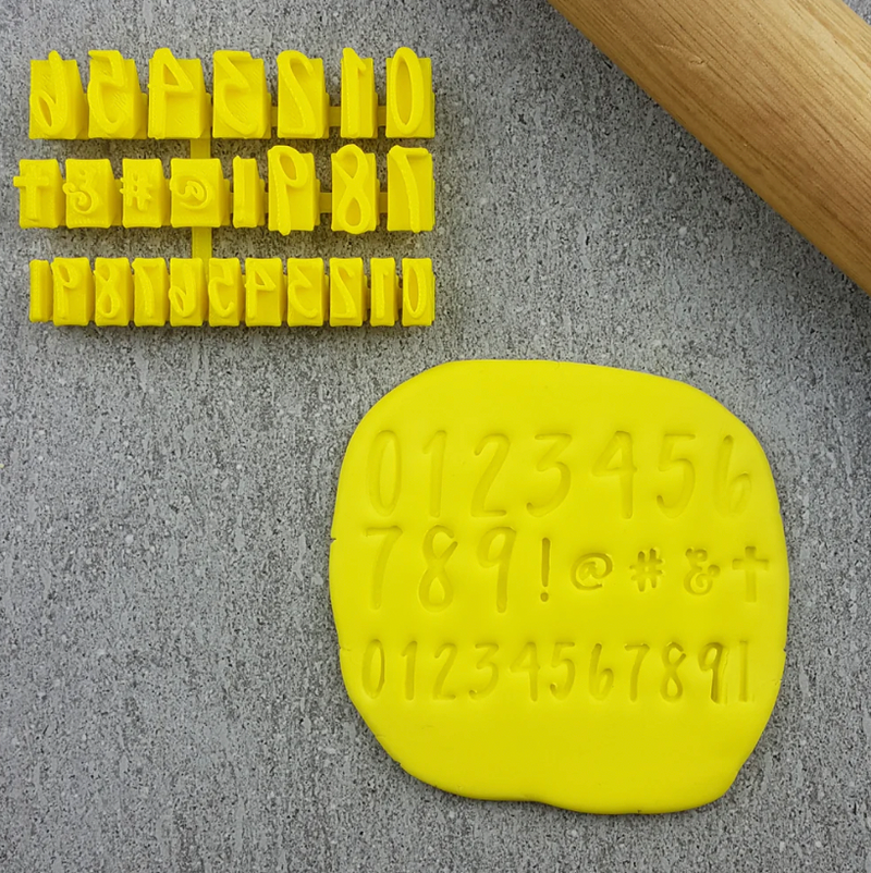 Alphabet Stamp Set - Script Numbers (2 sizes 14-20mm)