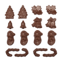 CHRISTMAS CUPCAKE WREATH CHOCOLATE MOULD - HOLLY, CANDY CANE, BELL, SANTA, TREE