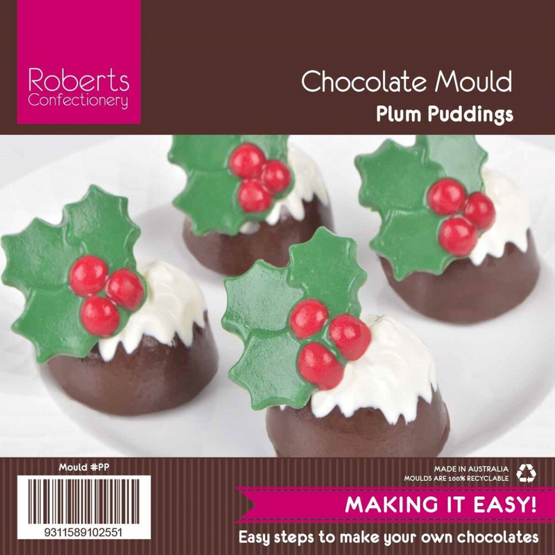 Chocolate Mould - Christmas Puddings with Holly