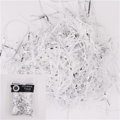 Packaging - Shredded Paper - Silver & White 40g